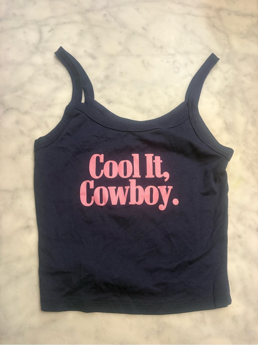 Charlie Southern “Cool It, Cowboy” Pink-Print Navy Camisole Tank